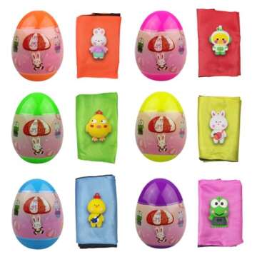 Pinkiwine 6 Pack Easter Eggs with Easter Parachute Toys Throwing Toy for Kids Boys Girls Easter Bask...