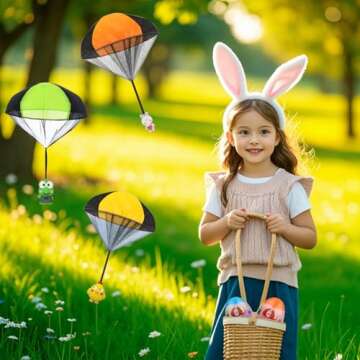 Pinkiwine 6 Pack Easter Eggs with Easter Parachute Toys Throwing Toy for Kids Boys Girls Easter Basket Stuffers Fillers Gifts Party Favors