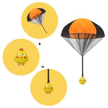 Pinkiwine 6 Pack Easter Eggs with Easter Parachute Toys Throwing Toy for Kids Boys Girls Easter Basket Stuffers Fillers Gifts Party Favors