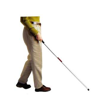 Folding Cane Blind Stick Walking Cane White for The Blind Person Visually Impaired Gadgets Collapsible Cane Mobility Stick Telescoping Canes Accessories for Blind Women Men Gifts (49 inch)