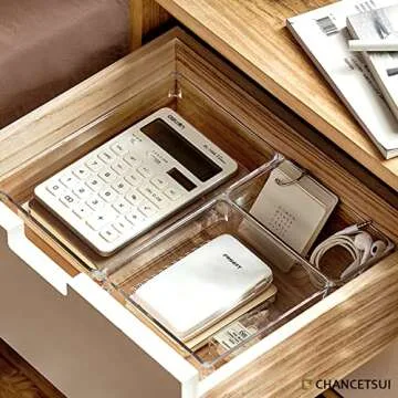 25 PCS Clear Plastic Desk Drawer Divider, Organizer Trays, Storage Bins, Bathroom Drawer Organizers for Makeup, Bedroom, Office, Kitchen Divider Utensils, 4 Sizes