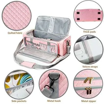 AMOIGEE Carrying Case for Cricut Explore Air 2, Maker 3, Explore 3, Pink Storage Organizer for Cricut accessories, Bag for Cricut Machine