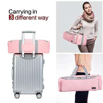 AMOIGEE Carrying Case for Cricut Explore Air 2, Maker 3, Explore 3, Pink Storage Organizer for Cricut accessories, Bag for Cricut Machine