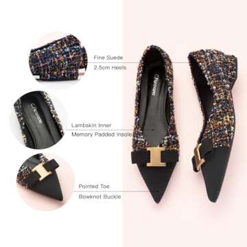 C.Paravano Women's Flats I Flat for Women Leather I Pointed Toe Flats I Ballet Flats for Women I Slip on Dressy Flats(Multicolor,Size 8.5)