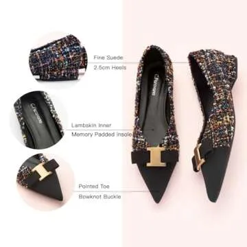 C.Paravano Women's Flats I Flat for Women Leather I Pointed Toe Flats I Ballet Flats for Women I Slip on Dressy Flats(Multicolor,Size 8.5)