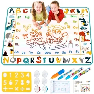 TECJOE Water Doodle Mat - Large Mess-Free Drawing for Kids 3-7 Years