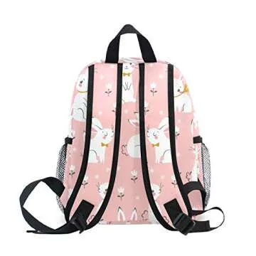 Toddler Kids Backpack Bunny Rabbit Pattern 12 Inch Preschool Backpack School Bag Mini Casual Daypack for Boy Girl