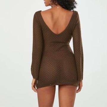 Faretumiya Women See Through Knit Crochet Beach Dress