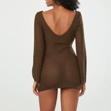 Faretumiya Women See Through Knit Crochet Beach Dress