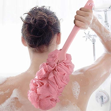Back Scrubber for Shower - Long Handle Soft Nylon Mesh Cleaner for All