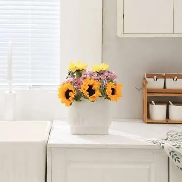 YANWE1 White Ceramic Flower Vase – Decorative Boho Modern Vase for Home Decor