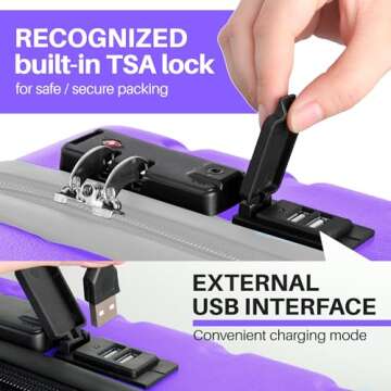 AnyZip 21" Carry On Luggage with USB Port & TSA Lock
