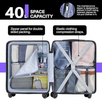 AnyZip 21" Carry On Luggage with USB Port & TSA Lock