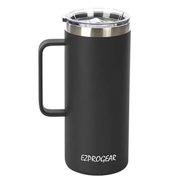 Ezprogear 32 oz Coffee Mug Stainless Steel Double Wall Insulated Tumbler with Handle, Lid and Straws...