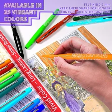Vibrant Sunacme 35 Color Felt Tip Pens for Art & Journaling