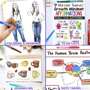 Vibrant Sunacme 35 Color Felt Tip Pens for Art & Journaling