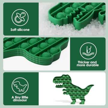 Pop Fidget Toys for Kids, Fidget Poppers Toys Sensory Squeeze Bubble Popping Toys for Toddlers, Silicone Animal Dinosaur Pop Anxiety and Stress Relief It for Boy Girls (Green Dinosaur)