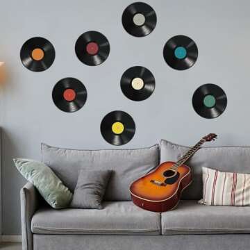 WrtmyR 8 Pack Blank Vinyl Records Decor Wall Stickers,9in CD Album Cover Posters,Fake Vinyl Records ...