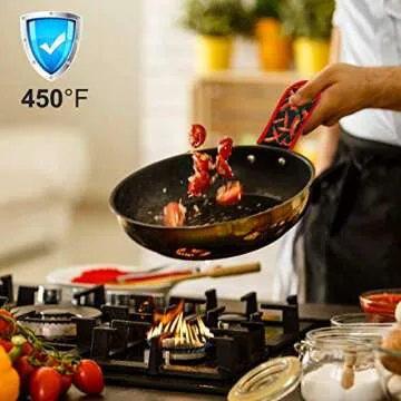 Evoio Cast Iron Skillet Handle Covers, Pot Handle Covers Heat Resistant, Heat Resistant Pan Pot Skillet Hot Handle Holder Sleeves Mitt Cover for Kitchen, BBQ and Baking Cookware (4-Pack Red Peppers)