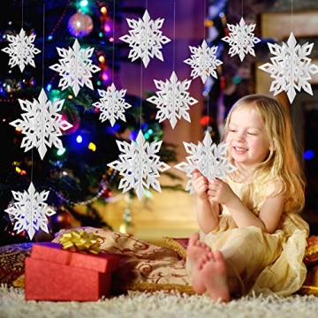 3D White Snowflake Garland Winter Wonderland Hanging Decorations