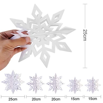 3D White Snowflake Garland for Winter Wonderland Decor