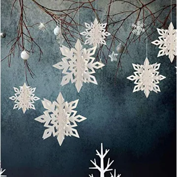 3D White Snowflake Garland for Winter Wonderland Decor