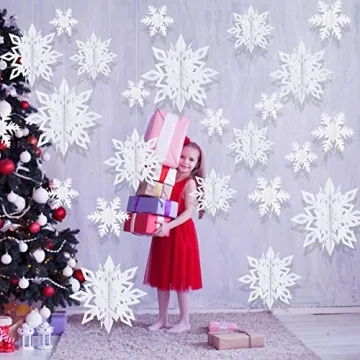 3D White Snowflake Garland for Winter Wonderland Decor