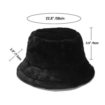 Umeepar Winter Faux Fur Fuzzy Bucket Hat for All