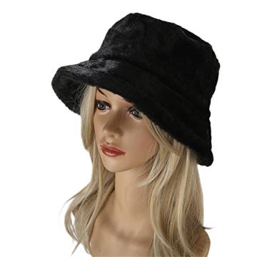 Umeepar Winter Faux Fur Fuzzy Bucket Hat for All