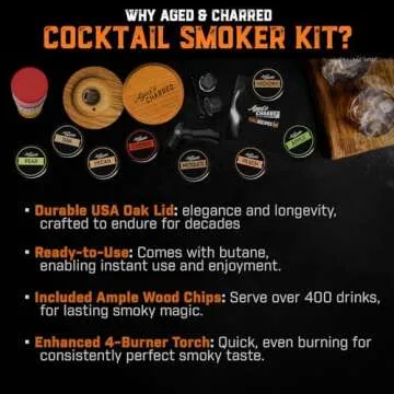 Whiskey Smoker Kit with Torch & 8 Flavors - Premium Gift