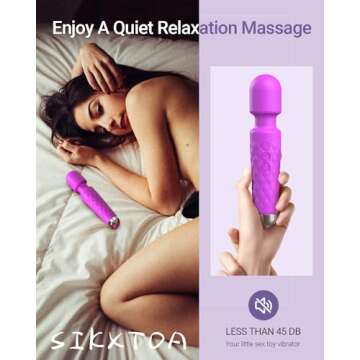 Vibrator Wand, Female Adult Sex Toys, Vibrators for Her, Wand Massager, Clit Stimulator Sex Toy, Dildo, with 8 Speeds of Pleasure & 20 Patterns, Powerful (Classic Purple)