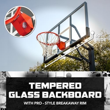 Silverback 60" Basketball System with Adjustable Glass Backboard