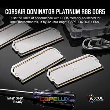 CORSAIR DOMINATOR PLATINUM RGB DDR5 RAM 32GB (2x16GB) 5200MHz CL40 Intel XMP iCUE Compatible Compute...