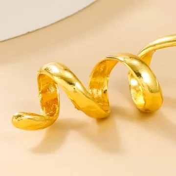 Stylish Chunky Gold Spiral Dangle Drop Earrings