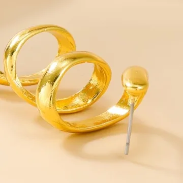 Stylish Chunky Gold Spiral Dangle Drop Earrings
