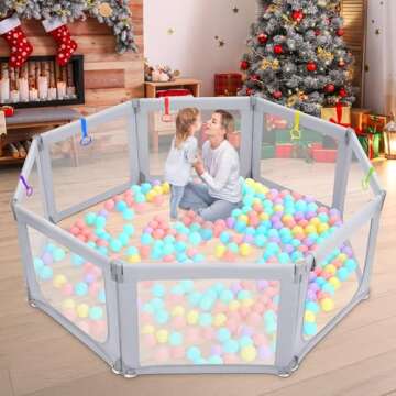 Dripex Foldable Playpen, Extra Large Baby Playpen, 71"×69" Play Yard for Baby, Safe Anti-Fall Baby ...