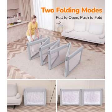 Dripex Foldable Playpen, Extra Large Baby Playpen, 71"×69" Play Yard for Baby, Safe Anti-Fall Baby Gate Playpen, Baby Fence with Breathable Mesh, Indoor & Outdoor Kids Activity Center, Ash Grey