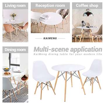 KaiMeng White Round Dining Table 32" Modern Pedestal Small Circle Room Table Leisure Tea Coffee Kitchen Table (White)