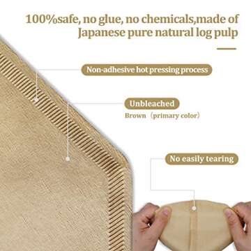 Irekamons #4 Cone Coffee Filter 8-12 cup, Unbleached Natural Paper, No Blowout, Disposable for Pour ...