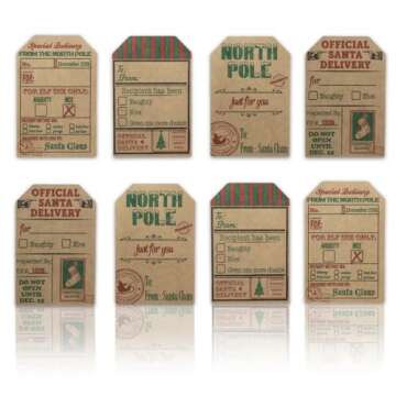 Natural Kraft Vintage Santa Claus Gift Tags – Set of 25