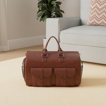 Seyfocnia Waterproof Leather Garment Bag Travel Essential