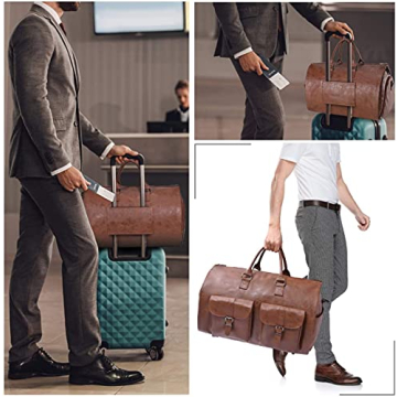 Seyfocnia Waterproof Leather Garment Bag Travel Essential