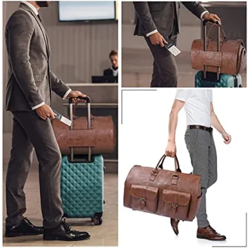 Seyfocnia Waterproof Leather Garment Bag Travel Essential