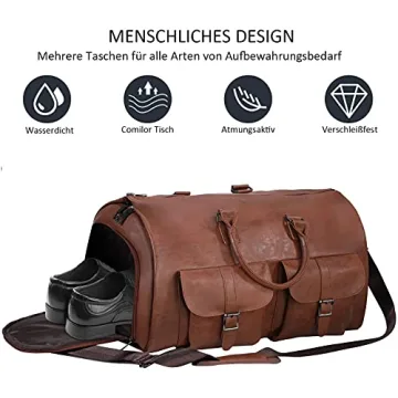 Seyfocnia Waterproof Leather Garment Bag Travel Essential