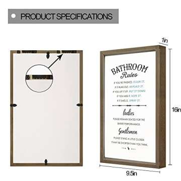 cocomong Funny Bathroom Signs, Bathroom Rules Sign Wall Decor, Rustic Bathroom Signs Decor Funny, Fa...