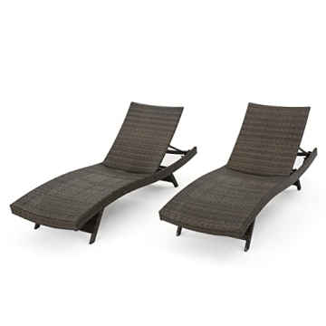 Christopher Knight Home Thira Outdoor Wicker Chaise Lounges with Aluminum Frame, 2-Pcs Set, Mix Moch...