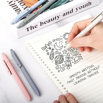 FIOVER 5pcs Quick Dry Black Gel Pens for Smooth Writing