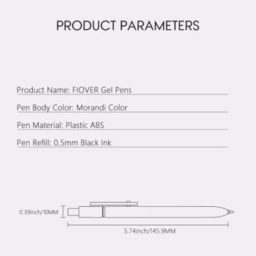 FIOVER 5pcs Quick Dry Black Gel Pens for Smooth Writing