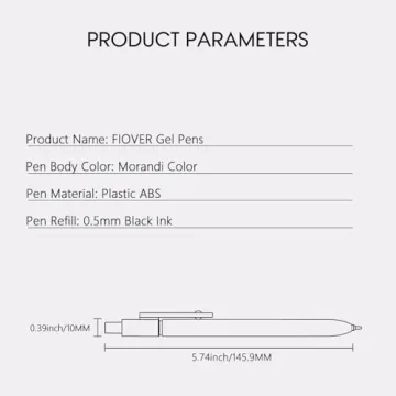 FIOVER 5pcs Quick Dry Black Gel Pens for Smooth Writing