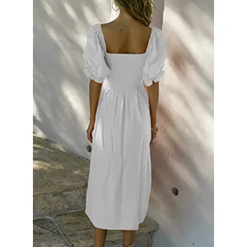 Chic Women's Puff Sleeve Summer Dress - Perfect Style & Comfort